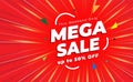 Mega Sale Banner 50% OFF with Comic Zoom Background Style