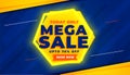 mega sale banner with promotional details in hexagon yellow shape vector Royalty Free Stock Photo