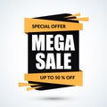 Mega Sale banner. Special discount template