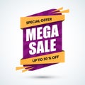 Mega sale banner. Special offer concept. Discount