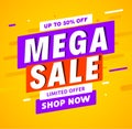 Mega Sale banner template design. Big sale special offer promotion discount for business Royalty Free Stock Photo