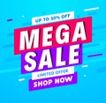 Mega Sale banner template design. Big sale special offer promotion discount for business Royalty Free Stock Photo