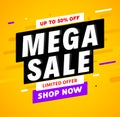 Mega Sale banner template design. Big sale special offer promotion discount for business Royalty Free Stock Photo