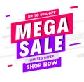 Mega Sale banner template design. Big sale special offer promotion discount for business Royalty Free Stock Photo