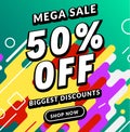 Mega Sale banner template design. Big sale special offer promotion discount for business Royalty Free Stock Photo