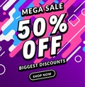 Mega Sale banner template design. Big sale special offer promotion discount for business Royalty Free Stock Photo