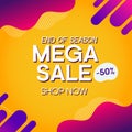 Mega sale banner template design sales and discounts Royalty Free Stock Photo