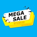 Mega sale. Big Sale banner templte yellow.special offer price Royalty Free Stock Photo