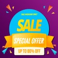 Mega sale. Big Sale banner templte yellow.special offer price Royalty Free Stock Photo