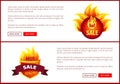 Mega Sale Burning Labels with Info About Discounts