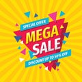 Mega sale concept banner template design. Discount abstract promotion layout poster. Vector illustration Royalty Free Stock Photo
