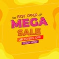 Mega sale banner template design sales and discounts Royalty Free Stock Photo