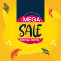 Mega sale banner template design sales and discounts Royalty Free Stock Photo