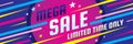 Mega sale discount - vector layout concept illustration. Abstract horizontal advertising promotion banner. Creative background. Royalty Free Stock Photo