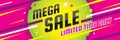 Mega sale discount - vector layout concept illustration. Abstract horizontal advertising promotion banner. Creative background.