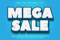 Mega Sale editable text effect 3D emboss modern style Royalty Free Stock Photo
