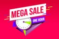 Mega sale geometric sticker. Countdown banner
