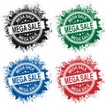Mega sale grunge rubber stamp set on white background, vector illustration