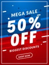 Mega Sale 50 percent off banner template design. Big sale special offer promotion discount for business Royalty Free Stock Photo