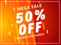 Mega Sale 50 percent off banner template design. Big sale special offer promotion discount for business Royalty Free Stock Photo