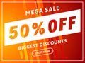 Mega Sale 50 percent off banner template design. Big sale special offer promotion discount for business Royalty Free Stock Photo