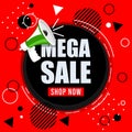 Mega Sale. Red and Black sale shapes.