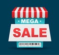 Mega Sale shop banner design with barcode.