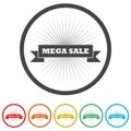 Mega Sale sign ring icon, color set Royalty Free Stock Photo