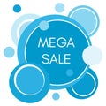 Mega sale sticker with abstract blue round forms