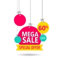 Sale tag or label with 60% discount offer on white background.