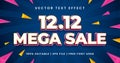 1212 mega sale text effect style Royalty Free Stock Photo