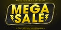 Mega sale text effect, editable shopping and offer text style Royalty Free Stock Photo