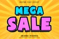 Mega sale text, shopping style editable text effect Royalty Free Stock Photo