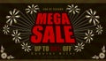 Mega sale up to 80% end of year special offer. vintage retro element firework explode from center. vector illustration eps10