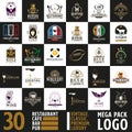 Mega Set and Big Group, Restaurant, Cafe, Bar, and Pub Logo Design. With Classic, Vintage, Premium, and Luxury Style