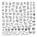 Mega set of 100 black and white hand written lettering about love