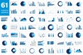 Mega set of charst, graphs. Blue color. Infographics business elements