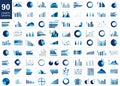 Mega set of charst, graphs. Blue color. Infographics business elements