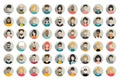 Mega set of circle persons, avatars, people heads different nationality in flat style.