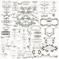 Mega set or collection of vector hand drawn flourishes Royalty Free Stock Photo