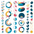 Mega set of 3d, plastic and flat circle, round charts Royalty Free Stock Photo