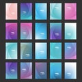 Mega Set of 20 Flyer, Card or Banner Designs with Abstract Blue, Purple and Green Colored Minimalist Geometric Pattern Backgrounds Royalty Free Stock Photo