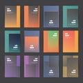 Mega Set of 12 Flyer, Card or Banner Designs with Abstract Orange, Green, Brown and Grey Colored Minimalist Geometric Pattern Royalty Free Stock Photo