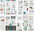 Mega set of infographics elements charts, graphs, circle charts, diagrams, speech bubbles. Flat and 3D design. Royalty Free Stock Photo