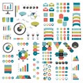 Mega set of infographics elements charts, graphs, circle charts, diagrams, speech bubbles. Flat and 3D design Royalty Free Stock Photo