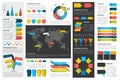 Mega set of infographics elements charts, graphs, circle charts, diagrams, speech bubbles. Flat and 3D design. Royalty Free Stock Photo