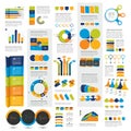 Mega set of infographics elements charts, graphs, circle charts, diagrams, speech bubbles.