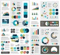 Mega set of infographics elements charts, graphs, circle charts, diagrams, speech bubbles. Flat and 3D design. Royalty Free Stock Photo