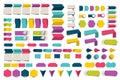 Mega set of infographics flat design elements, schemes, charts, buttons, speech bubbles, stickers Royalty Free Stock Photo