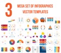 Mega set of infographics.Vector templates 3 positions